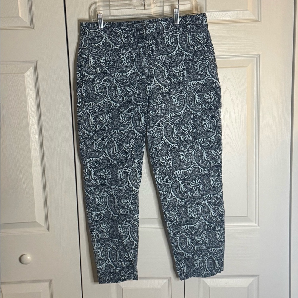 Talbots Blue and White Paisley Pants